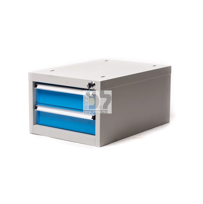 יחידת 2 מגירות לשולחן עבודה אפור/כחול כולל נעילה ROHER