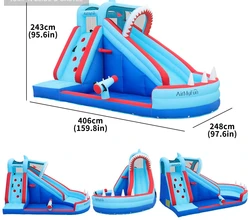 מתקן קפיצה מתנפח מגלשה קיר טיפוס ותותח מים דגם ED910E