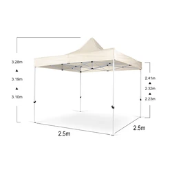 גזיבו מקצועי במידה 2.50*2.50 מטר פתיחה מהירה