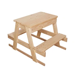 שולחן אוכל ספסלי עץ לילדים 2 ב-1