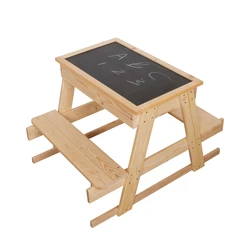 שולחן אוכל ספסלי עץ לילדים 2 ב-1