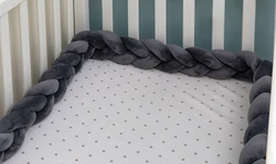 צמה נחשוש קלוע למיטת תינוק 2.00 מטר צבע אפור סטיל