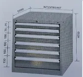 יחידת 6 מגירות לשולחן עבודה 210 ס"מ (1094212) אפור/כחול -ROHER
